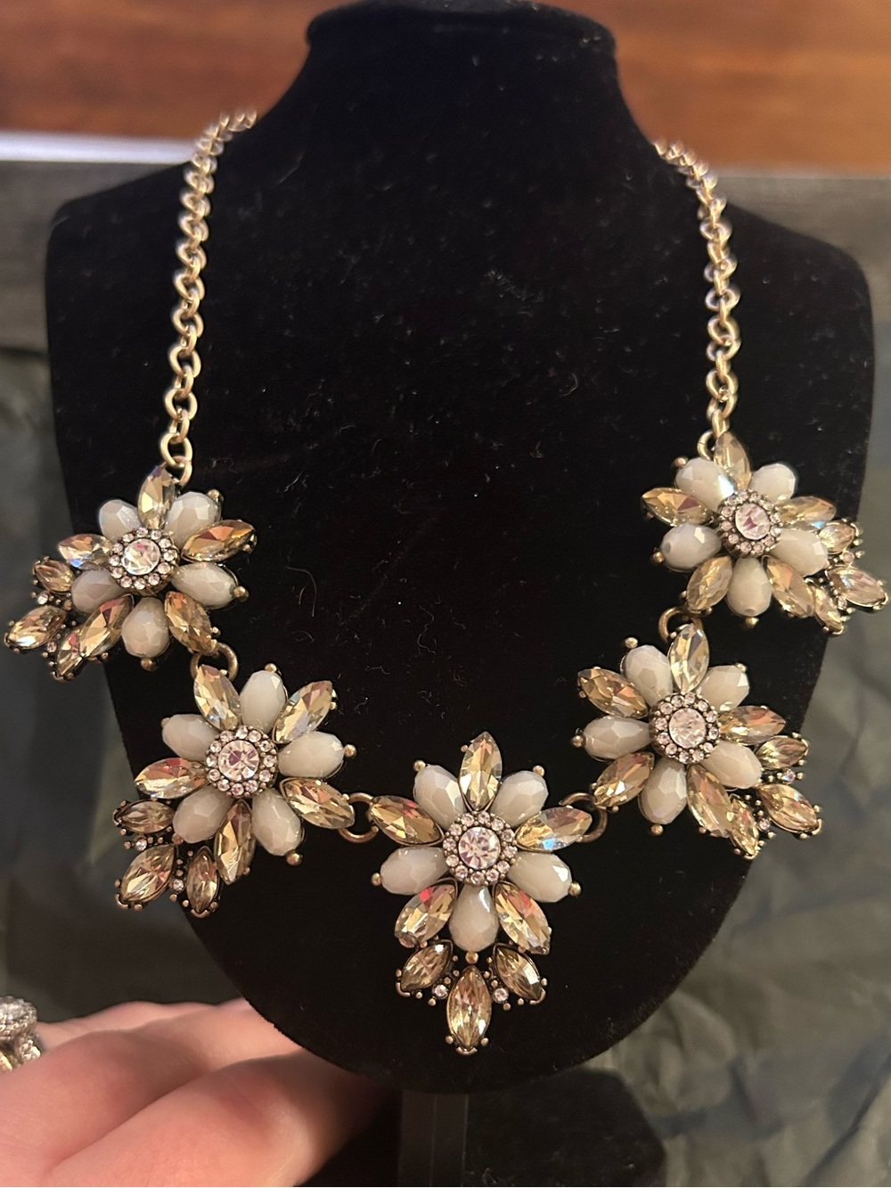 Gold Floral Statement Necklace with Accents